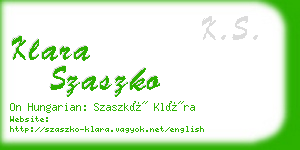 klara szaszko business card